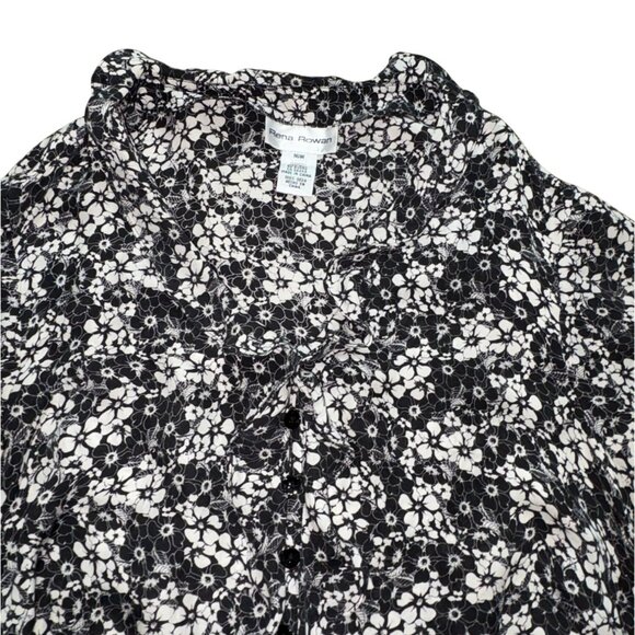 Vintage 90's Y2K Rena Rowan Silk Ruffle Blouse-Black/White-16W-GUC - Picture 3 of 6